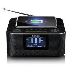 DAB+/ FM-wekkerradio met Bluetooth® en draadloos opladen Lenco CR-650BK Zwart