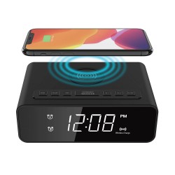 Denver Wekker met Draadloze Oplader - Digitale Wekker - Dual Alarmfunctie - ECQ106 - Zwart