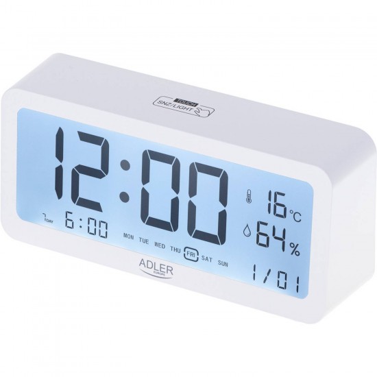 Adler AD1195W - Wekker op batterijen - Wit